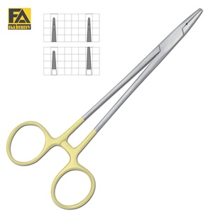 Porte-aiguilles en bois Crile, mâchoires dentelées en carbure de tungstène, instrument chirurgical certifié CE Classe I, utilisation manuelle - Product Image 1