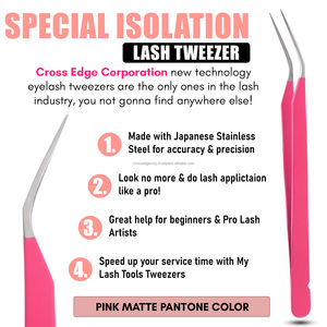 Multicolor eyelash extension tweezers fiber tip lash tweezers Nano Grip isolation lash Tweezer 45 60 90 Degree Volume Fiber Tip - Product Image 2