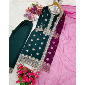 Hermosos Vestidos de Noche, Top-Plazzo y Dupatta para Fiestas - Product Image 3