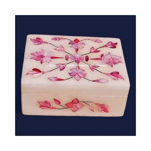 Caja con incrustaciones de mármol hecha a mano antigua de la mejor calidad con material de nácar para decoración del hogar, artículo de regalo - Product Image 1