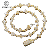 Collier Statement Jewelux Plaqué Or 18K avec Chaîne à Maillons Croisés en Moissanite, Luxe Unisexe pour Usage Quotidien, Certifié IGI, Mariage Indien