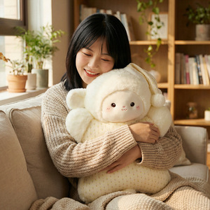 Coussin en forme de haricot personnalisable en stock, série maternelle pour animaux mignons, jouet en peluche apaisant et anti-stress - Product Image 2