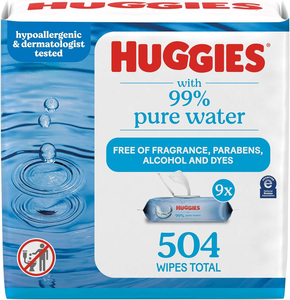 Toallitas húmedas para bebés Huggies 99% agua pura, sin perfume, 9 paquetes con tapa abatible (3 paquetes de 3), 504 toallitas en total, el empaque puede variar - Product Image 2
