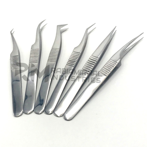 Pinzas Profesionales RMI de Acero Inoxidable con Punta Fina Curva y Recta para Extensión de Pestañas, Pinzas para Volumen - Product Image 6