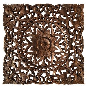 Panneau mural en bois sculpté au design antique, finition parfaite et taille standard. - Product Image 1