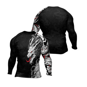 Custom Design Men's Long Sleeve Rashguard BJJ Compression Wear 100% Polyester Premium Quality OEM Service <b>Heat</b>-Transfer Printed - Product Image 6