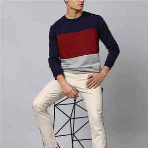 Sudadera de invierno de alta calidad ODM de forro polar con logotipo personalizado, ligera, de algodón, cuello redondo, color sólido, para hombre, 380 g/m², OEM con tela de 3 tonos. - Product Image 3