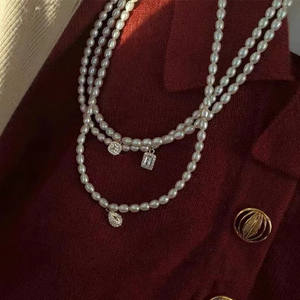 Handmade Vintage Woven Natural Pearl Petals Gooseneck <b>Chain</b> Bone <b>Chain</b> Wavy Geometric <b>Necklace</b> Gift Box <b>Fine</b> Pendant <b>Necklaces</b> - Product Image 1