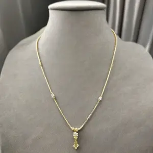 Joyería fina moderna y tradicional en tono dorado para mujer, regalo para uso diario, collar con colgante minimalista, cadena larga elegante dokiyu - Product Image 2