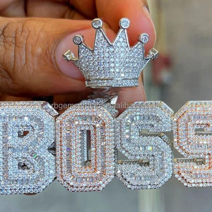 Personnalisable Argent Lettre Pendentifs VVS Moissanite Glacé Plein Diamants HipHop Style Fine Jewelry Collier pour les Occasions de Fête - Product Image 5