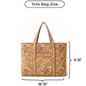 Sacs fourre-tout de luxe faits main à Jaipur, imprimés au bloc, avec fermeture éclair, poches utilitaires, pour usage quotidien toute saison, lavables en machine - Product Image 6