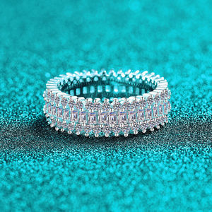 Bracelet tennis en argent pour femme, diamants de laboratoire taille baguette et pierres rondes, bijou élégant et luxueux, cadeau idéal - Product Image 2