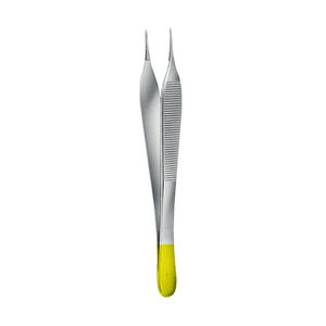 Pinzas Adson de 4.34 Pulgadas con Insertos Rectos de Carburo de Tungsteno, Pinzas Quirúrgicas con Mango Amarillo, Instrumento Médico Clase I - Product Image 2