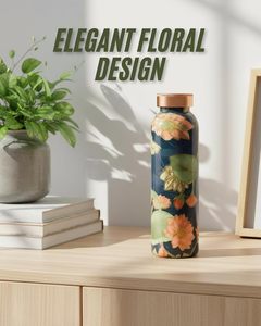Designer <b>Copper</b> Water <b>Bottle</b> 900ml with Lotus Floral Print, Leakproof <b>Copper</b> Cap, Ayurvedic <b>Drinking</b> Water <b>Bottle</b> for HealTH - Product Image 5