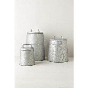 Juego de 3 tarros metálicos de almacenamiento de café y té con azúcar, bote hecho a mano para la cocina del restaurante del hotel en casa - Product Image 1