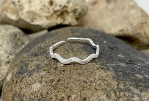925 Sterling <b>Silver</b> Adjustable <b>Wave</b> <b>Ring</b> Handmade Minimalist Boho Open Band Jewelry for Women - Product Image 5