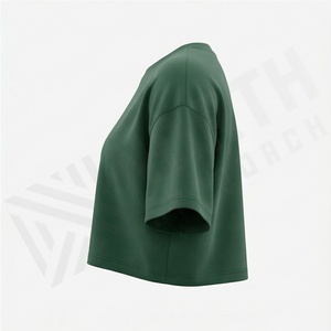 T-shirt uni personnalisé pour femme, en coton, coupe ample, idéal pour la gym et les activités sportives - Product Image 3