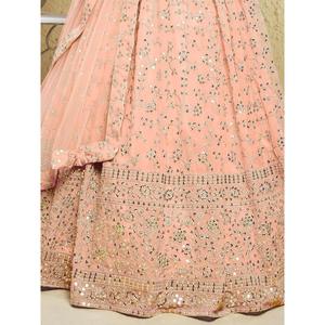 Magnífico Lehenga Choli semisellado de georgette con lentejuelas rosa claro y dupatta de Zeel Clothing - Product Image 2