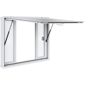 Fenêtre de service en alliage d'aluminium 48"x36" pour camions de restauration, inclinable à 85 degrés avec 4 fenêtres coulissantes - Product Image 1