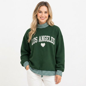 Suéter de Cuello Alto con Estampado de Letras Boston de la Mejor Calidad, Suéter Informal de Punto con Cuello a Cuadros Grises para Mujer, Otoño - Product Image 3