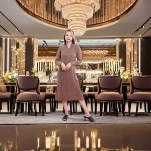 Women's Fashionable New Look Winter <b>Long</b> <b>Dress</b> Solid Pashmina Sweater Soft Light Fine Knitted Cashmere <b>Wool</b> Natural Model Girls - Product Image 2