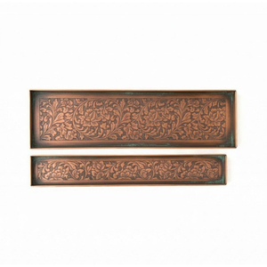 Tapis de rangement pour chaussures en métal finition cuivre antique, motif floral en relief, imperméable, organiseur décoratif pour entrée de maison - Product Image 1