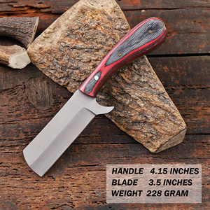Cuchillo de vaquero forjado a mano de acero al carbono, cuchilla fija de espiga completa OEM personalizada, mango de madera Pakka con funda de cuero - Product Image 2