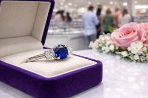 แหวนหมั้นพลอยไพลินธรรมชาติทรงกลม เงินแท้ 925 แหวนสัญญาสำหรับเจ้าสาว สำหรับผู้หญิงทุกขนาด - Product Image 2