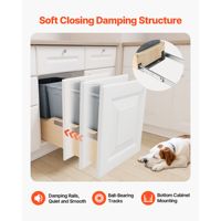 Poubelle coulissante en bois à double bac 35 QT X2 pour armoires de cuisine, bac de recyclage de déchets 12L à capteur, conteneur de déchets à fixation murale