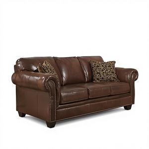 Sofá Chesterfield de Cuero Marrón Vintage con Brazos Enrollados, Sofá Clásico de Cuero de 3 Plazas para Sala de Estar u Oficina - Product Image 1