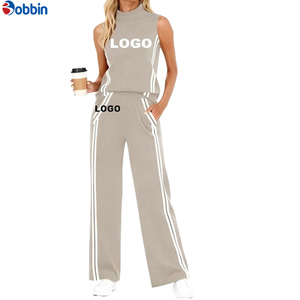 Conjunto de 2 Piezas para Mujer de Alta Calidad, con Logotipo Personalizado, Estilo Deportivo, Top Corto y Pantalones Anchos, Transpirable, Ideal para Viajes - Product Image 1