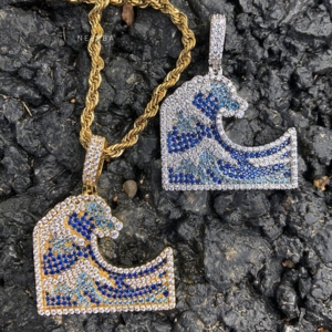 925 Silver Diamond Pendant - Iced Wave Pendant, 100% Handset Stones, Luxury Minimal Design with Timeless Shine, Gift for Him/Her - Product Image 4