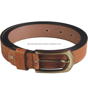 Cinturón informal de cuero de grano completo con hebilla de latón vintage clásico para hombre superventas personalizado en todos los tamaños y colores - Product Image 2