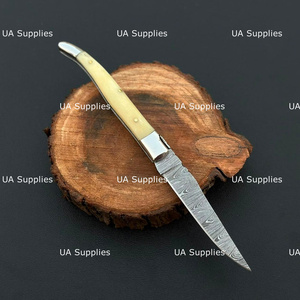 Traditional Laguiole Style Pocket Folding Knife Hand Forged Damascus Steel Blade Camel Bone Handle Industrial Grade Hunting OEM - Product Image 4