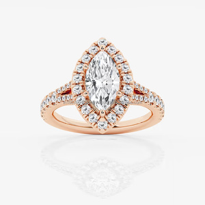 IGI Lab Grown Marquise Cut Diamond Vintage 14K Gold Anillo de regalo de compromiso de boda unisex - Product Image 2