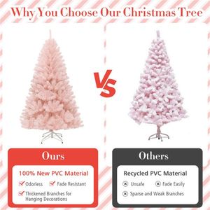 Árbol de Navidad Artificial Preiluminado de 300 cm (6 pies), Color Rosa, con Bisagras, Base de Metal, Aspecto Realista, Papel PET, Personalizado para Uso en Exteriores - Product Image 2