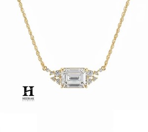 Elegant <b>Emerald</b> Cut Diamond <b>Pendant</b> 14K Gold Necklace Minimalist Fine Jewelry - Product Image 2