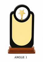 Placa de madera moderna con logotipo personalizado para reconocimiento de empleados y premios de logro, trofeo de madera de color negro.