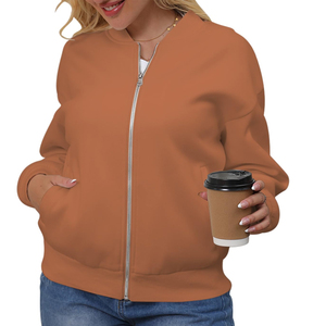 Solid Color Women Bomber <b>Jacket</b> Comfortable <b>Lightweight</b> Zip Front Casual Wear <b>Ladies</b> Bomber <b>Jacket</b> for Streetwear Fashion - Product Image 3
