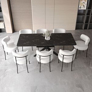 Juego de Mesa de Comedor Tapizada con Respaldo Curvo Escalable para 4-8 Personas, Silla Sin Brazos con Acolchado Suave para Comedor - Product Image 2