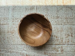 Bol artisanal rond en bois d'acacia |   Bol rond ondulé |   Bol à bibelots en bois |   Bol en bois |   Bol à collation en bois |   Cadeaux de décoration de cuisine - Product Image 5
