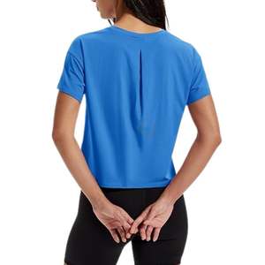 Hauts de yoga sexy et très élastiques pour femmes, respirants, à col rond et manches courtes, pour l'entraînement et le fitness - Product Image 2