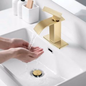 Rubinetto Bagno Monocomando con Sensore in Acciaio Inox, Rubinetto Lavabo Monoforo TP Oro Spazzolato - Non Spedibile nei Fine Settimana - Product Image 4