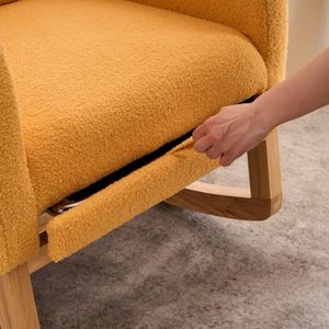 Fauteuil à bascule LY 5104 avec accent jaune, dossier haut, pieds en bois de caoutchouc, 26,77D x 38,36L x 39H pour chambre et salon - Product Image 3
