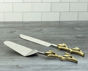 Juego de cubiertos para ensalada con mango de diseño coral en metal dorado con acabado espejo de acero inoxidable, 11X1X3, vajilla, utensilios de mesa. - Product Image 5
