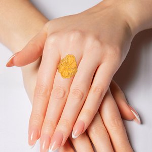 Premium 18K Solid <b>Gold</b> Floral <b>Cocktail</b> <b>Ring</b> Vintage Inspired Handmade Fine Jewelry for Women Collection - Product Image 2