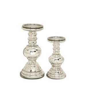 Juego de Candelabros de Plata Antigua para Velas de Pilar, Candelabros Acanalados para Decoración de Bodas, Cenas y Fiestas - Product Image 2
