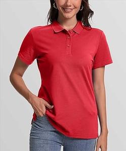 Nouveau T-shirt Polo Uni Rouge à Manches Courtes pour Femme – Style Décontracté, Respirant, Idéal pour l'Été et le Golf - Product Image 2