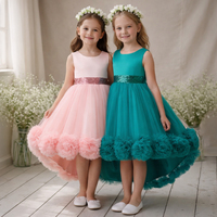 Robe de princesse élégante OEM pour filles, robe de soirée décontractée en tulle à fleurs, longueur genou, pour mariage et anniversaire d'enfants