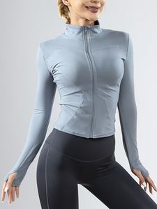 Chaquetas de yoga y fitness transpirables de invierno con cremallera, de secado rápido, para mujer, tallas grandes, ropa deportiva, para equitación, con logo frontal, OEM ODM - Product Image 2